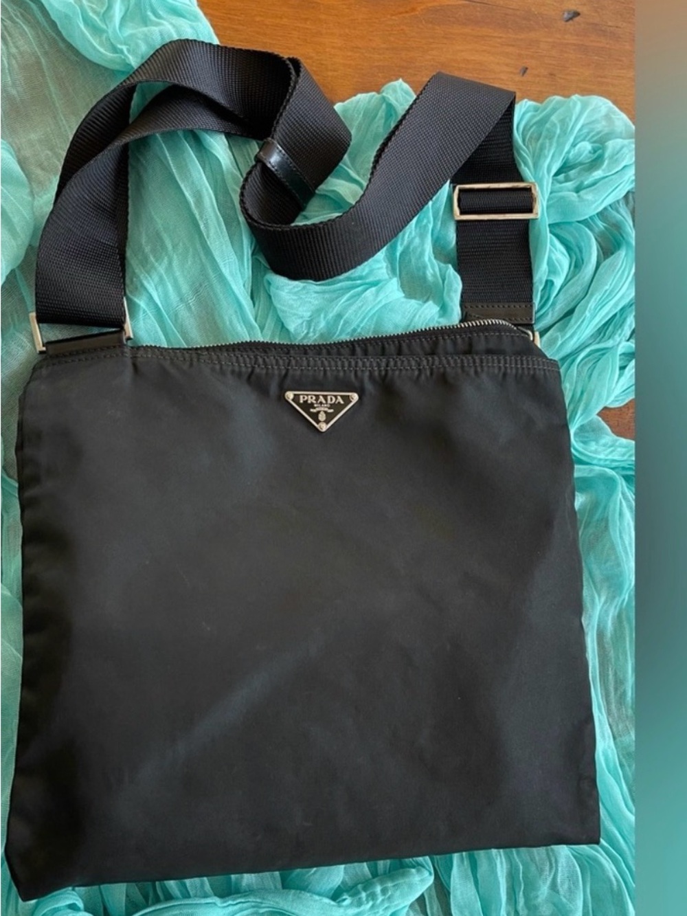 Prada Authentic w/COA Black Nylon Logo Crossbody